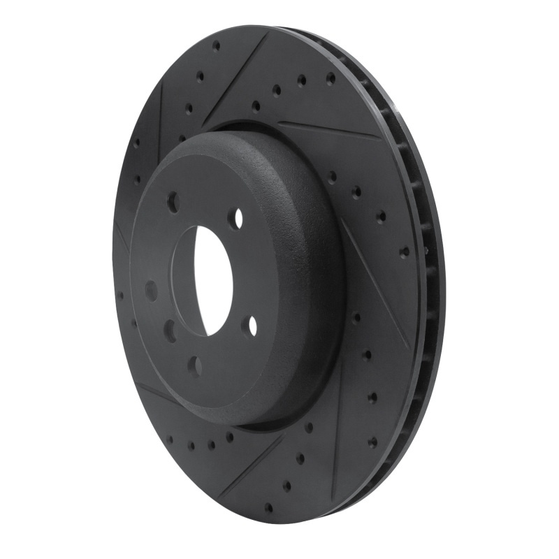 BMW 535I Brake Rotor (1) - Rear Left - R1 Concepts - Drilled & Slotted - Black - `04-`10